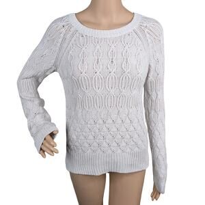 Anthropologie Sparrow Vintage Fisherman Cable Knit Pullover Sweater M Gray Cozy